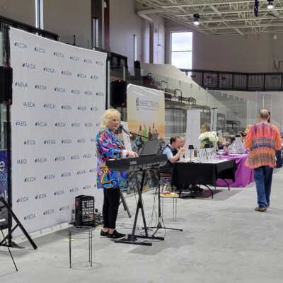 Shannon Gunderson entertained the crowd during AEOA's Senior Expo at Iron Trail Motors Event Center in Virginia on Wednesday, May 6, 2026.