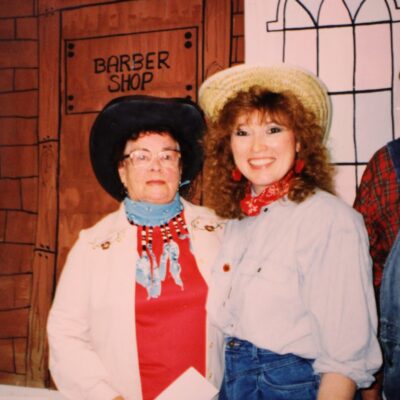 Marilyn Ocepek and her aunt Ruth Jofs at the AEOA western theme picnic, July 1992. Through the years the Senior Picnic became the Senior Carnival, always with a theme, and is now hosted each spring as the Senior Expo connecting individuals with resources and services for the retirement aged population.