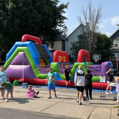 An inflatable obstacle course was part of the fun at AEOA’s 4th Annual Block Party at agency offices in Virginia on Thursday, July 23, 2026.