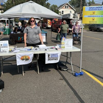 North St. Louis County Arrive Alive Coalition raised awareness of Toward Zero Deaths at AEOA’s block party on Thursday, July 23, 2026.