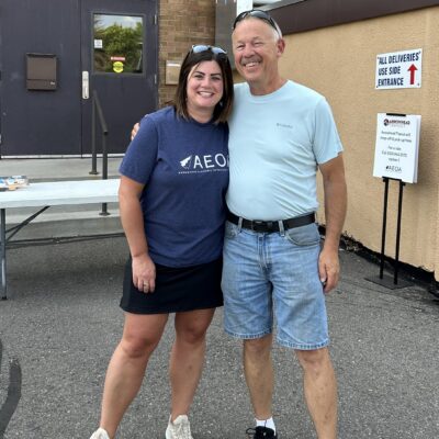 AEOA HR Specialist Lindsey Heisel and former Executive Director Scott Zahorik at the agency’s block party in Virginia on Thursday, July 23, 2026.