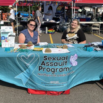 Sexual Assault Program of Northern St. Louis County brought frisbees, bubbles and beads to boost summer fun activities at AEOA’s 4th Annual Block Party.