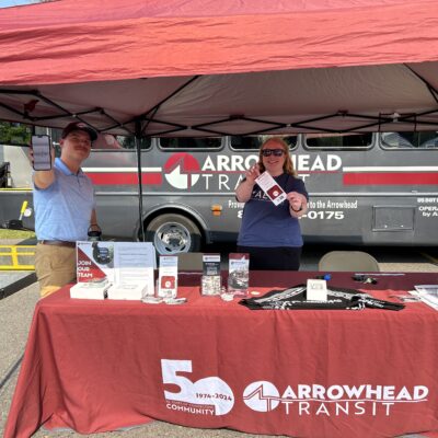 Arrowhead Transit’s Marketing and Public Relations Manager Dominick Olivanti and Volunteer Recruiter/Travel Trainer Holly Bachschneider promoted the transportation line’s new app at AEOA’s block party. Arrowhead Transit is a program and service offered by the Arrowhead Economic Opportunity Agency.